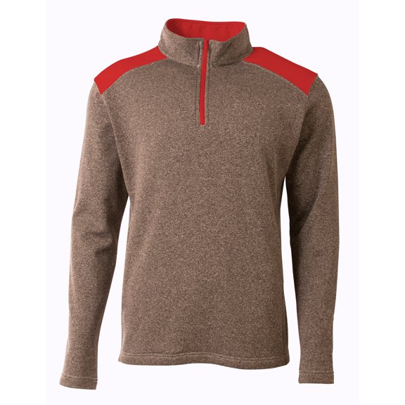 A4 Tourney Quarter Zip For Men in Heather/Scarlet | N4094
