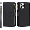 thumbnail image 2 of Wallet Case Compatible with iPhone 11 Pro Case,[9 Card Slots] [Wrist Strap] [Stand Feature] Zipper Cash Pocket Magnetic Leather Cover Shockproof Slim Case for iPhone 11 Pro,5.8 inch Black, 2 of 14