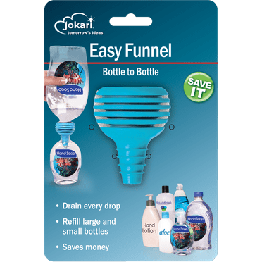 Jokari Bottle-to-Bottle Easy Funnel – Multipurpose Household Liquid Transfer Funnel
