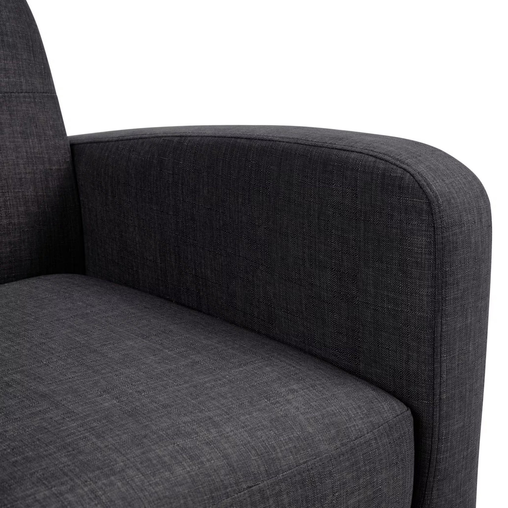 Mid-Century Modern Accent Armchair, Upholstered Fabric Living Room Chair with Deep Seat, Padded Arms & Rubber Wood Legs, Black
