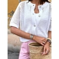 thumbnail image 4 of Women's Hollow Out Short Sleeve Knit Cardigan White S, 4 of 8