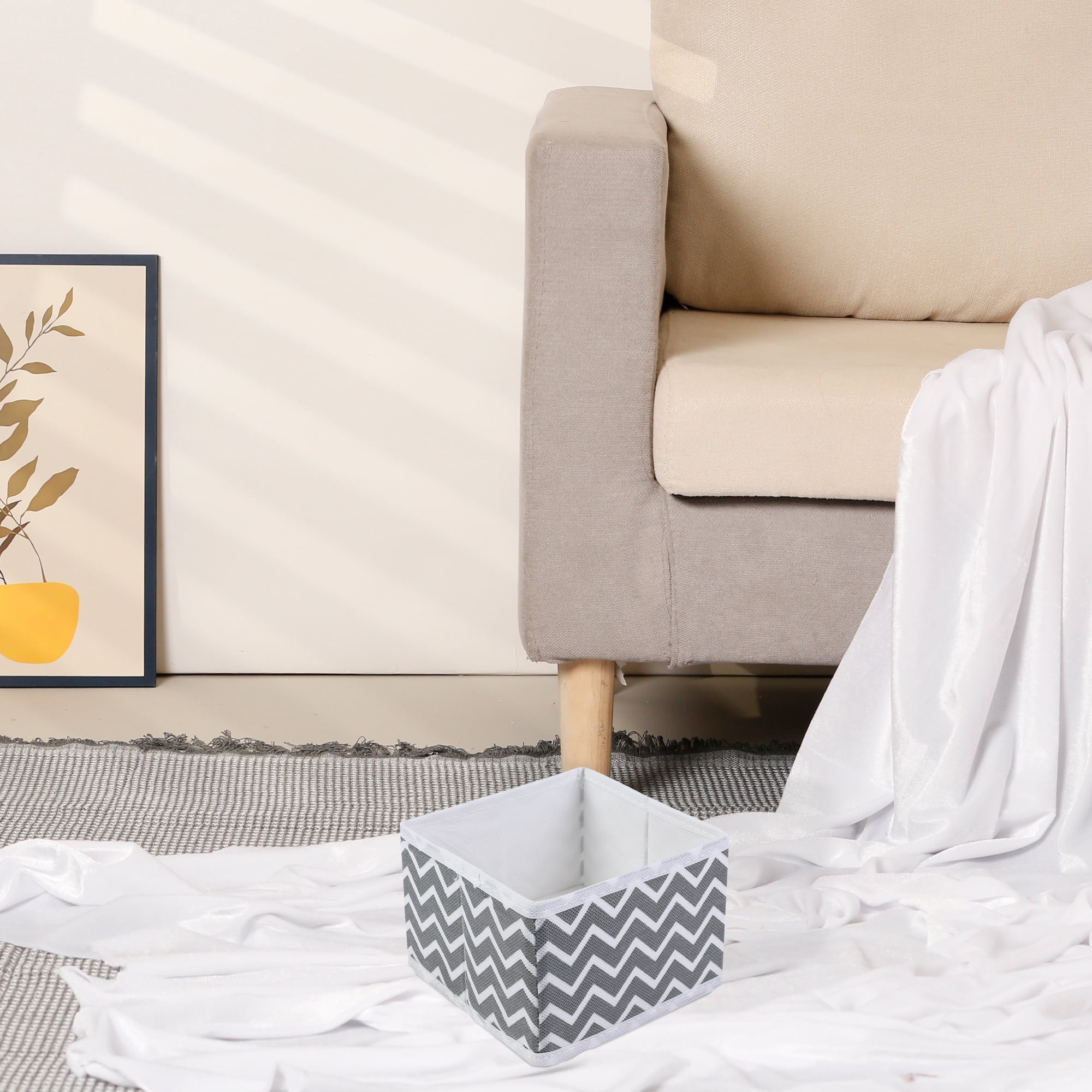 Unique Bargains Storage Bins for Closet Organizers Wavy Pattern Gray 5.5"x5.5"x3.9"