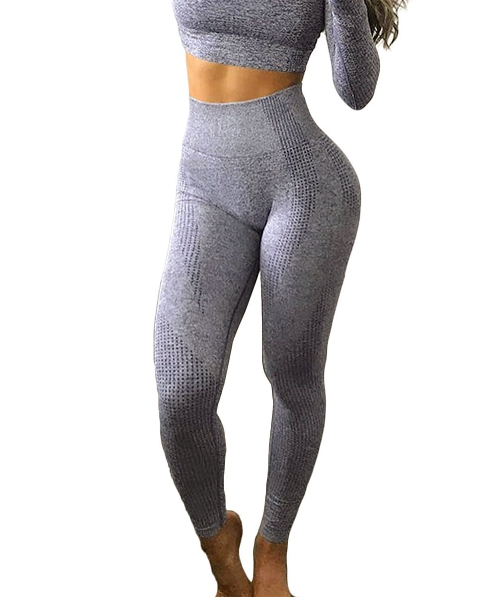 Yaavii Women Stretch Yoga Leggings Seamless High Waisted Tummy Control Yoga Pants for Gym Running Workout