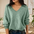 thumbnail image 2 of successthop V Neck Sweaters for Women Casual Oversized Plus Size Clothes Ribbed Cuffs Long Sleeve Knitwear Solid Tops, 2 of 5
