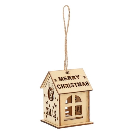 

1pc Xmas Luminous Wood House Christmas Tree Pendant DIY Children Craft
