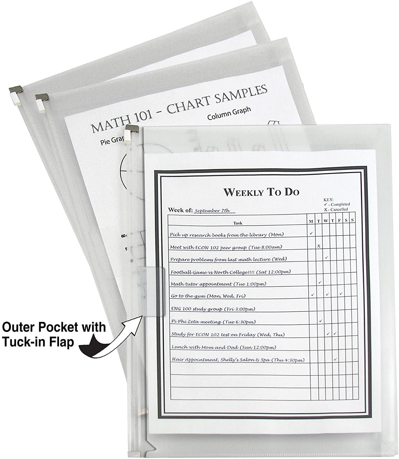 200-Sheet Capacity Clear C-Line Zip 'N Go Expanding Portfolio with Outer Pocket Letter Size 3 per Pack 48117 