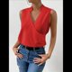 thumbnail image 4 of Camisetas Sin Mangas Plisadas para Mujer, Blusas Casuales Sin Mangas con Cuello en V, Camiseta Básica de Verano Rojo S, 4 of 7