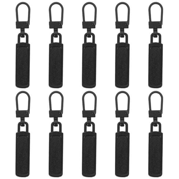 SOPOTUTU Black Metal Zipper Pulls Set of 10 for Luggage and Clothing, Rust-Resistant Accessories