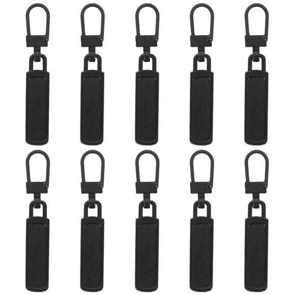 Kit de reparación de cremalleras metálicas con 10 tiradores de cremallera de repuesto y deslizador de cremallera desmontable.