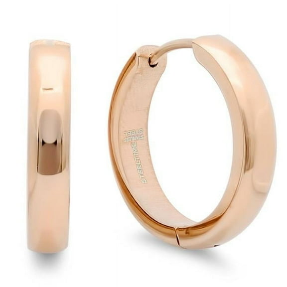 Ladies 18K Rose Gold Plated 20Mm Hoop Earrings