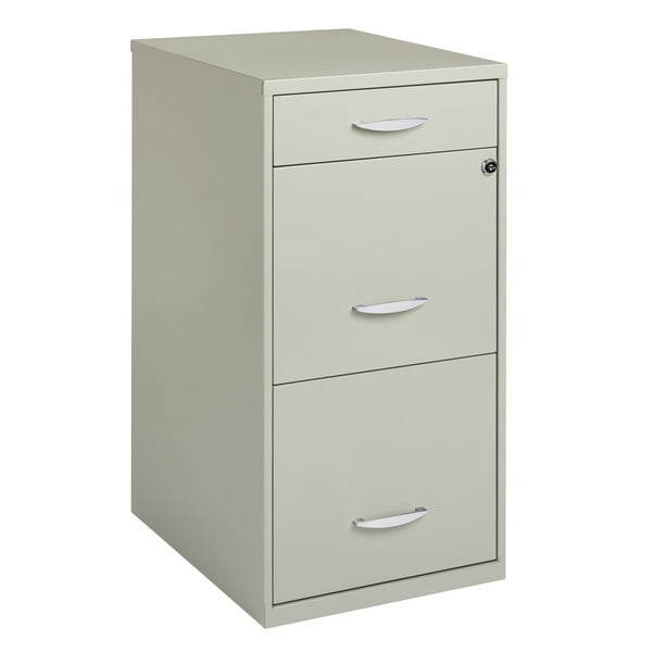 Space Solutions 3 Drawer File with Pencil Drawer, Light Gray