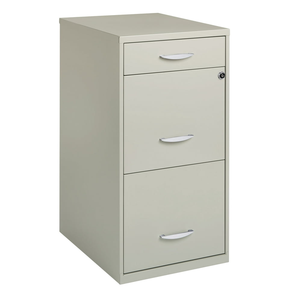 Space Solutions 3 Drawer File with Pencil Drawer, Light Gray
