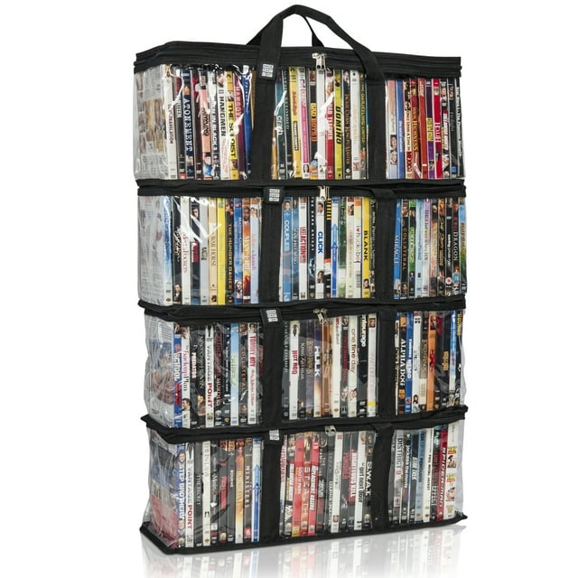Made Easy Kit DVD Storage Case - Clear PVC Organizer With Triple-Stitched Handles, Dividers - Stackable, Space-Saving, Fits 40 DVDs - Containers For Movie Discs, Video Games, VHS Tapes