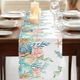 thumbnail image 3 of Table Runners 72 Inches Long Dress Scarves, Marine Life Farmhouse Kitchen/Dining Table Runner, Coffee Tablerunners, Nautical Underwater Coral Shell Starfish Watercolor 14x72 Inch, 3 of 9