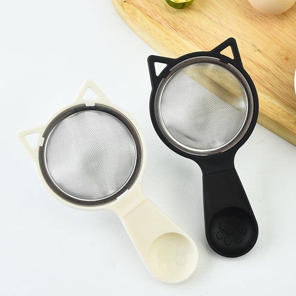 OUNONA Set of 2 Reusable Kitchen Strainer Ladles with Stainless Steel Mesh for Filtering Flour, Juice, and Oil