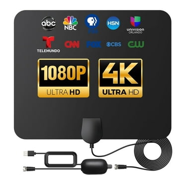 Genreen TV Antenna Indoor Long Range 900 Miles, Supports 4K 1080p Smart TV Signal Reception with Signal Amplifier 16.5ft HDTV Coax Cable