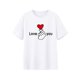thumbnail image 2 of 1pc Unisex Polyester Crew Neck T-Shirt with Heart Pattern - Casual Knit Fabric, Medium Stretch, All-Season Love You Design, Ideal for Couples Gift Tee For Adult, Men, Women, Teen, Teenager, Adolescen, 2 of 6
