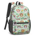 thumbnail image 2 of Multicolor Cat and Flower Green Pattern 17" School Backpacks for Teens,Waterproof Oxford Fabric,S-Shape Padded Straps for School,Travel,Hiking,Camping, 2 of 6