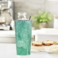 thumbnail image 3 of 20oz Tumbler With Lid And Straw, Green Marble Vacuum Insulated Iced Coffee Mug Reusable Travel Cup Stainless Steel Water Bottle, 3 of 6