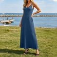 thumbnail image 6 of Kukoosong Women's Spaghetti Strap Maxi Dress, V Neck Ribbed Knit Tank Dress, Solid Color Loose Fit Casual Sleeveless Long Sundress with Side Pockets, 6 of 7