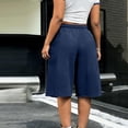 thumbnail image 5 of Resicozy Womens Wide Leg Sweat Bermuda Shorts Drawstring Elastic Waist Hem Casual Lounge Shorts with Pockets Navy 2XL, 5 of 6