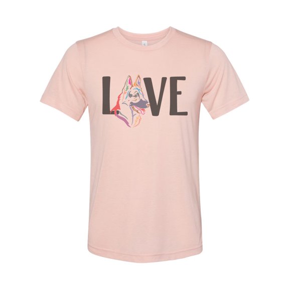 "German Shepherd Shirt, Love German Shepherd, Unisex, Soft Bella Canvas, German Shepherd Owner, German Shepherd Mom, K-9 Shirt, Service Dog, Peach, LARGE"