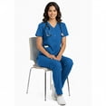 thumbnail image 2 of HeedFit Women’s Snap Front Scrub Top, V-Neck, 3 Pockets, Short Sleeve, xl, Royal, 2 of 7