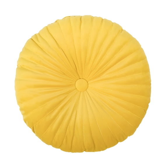 LAMIRO Round Pillow Cushion for Couch 15" Velvet Decorative Throw Pillow Solid Color for Living Room Bed Floor,Lemon Yellow