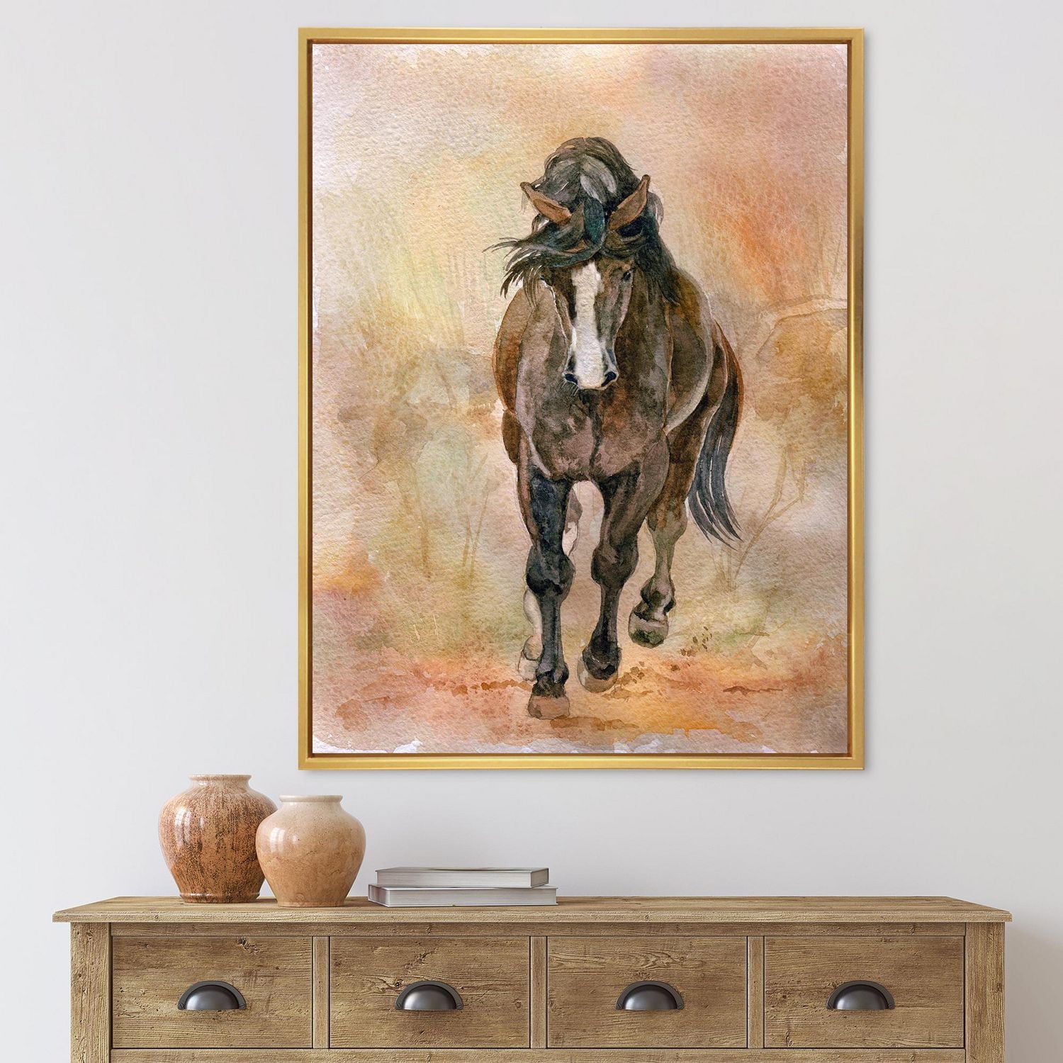 Designart Portrait Of Beautiful Chestnut Horse II FLOAT FRAME WALL ART