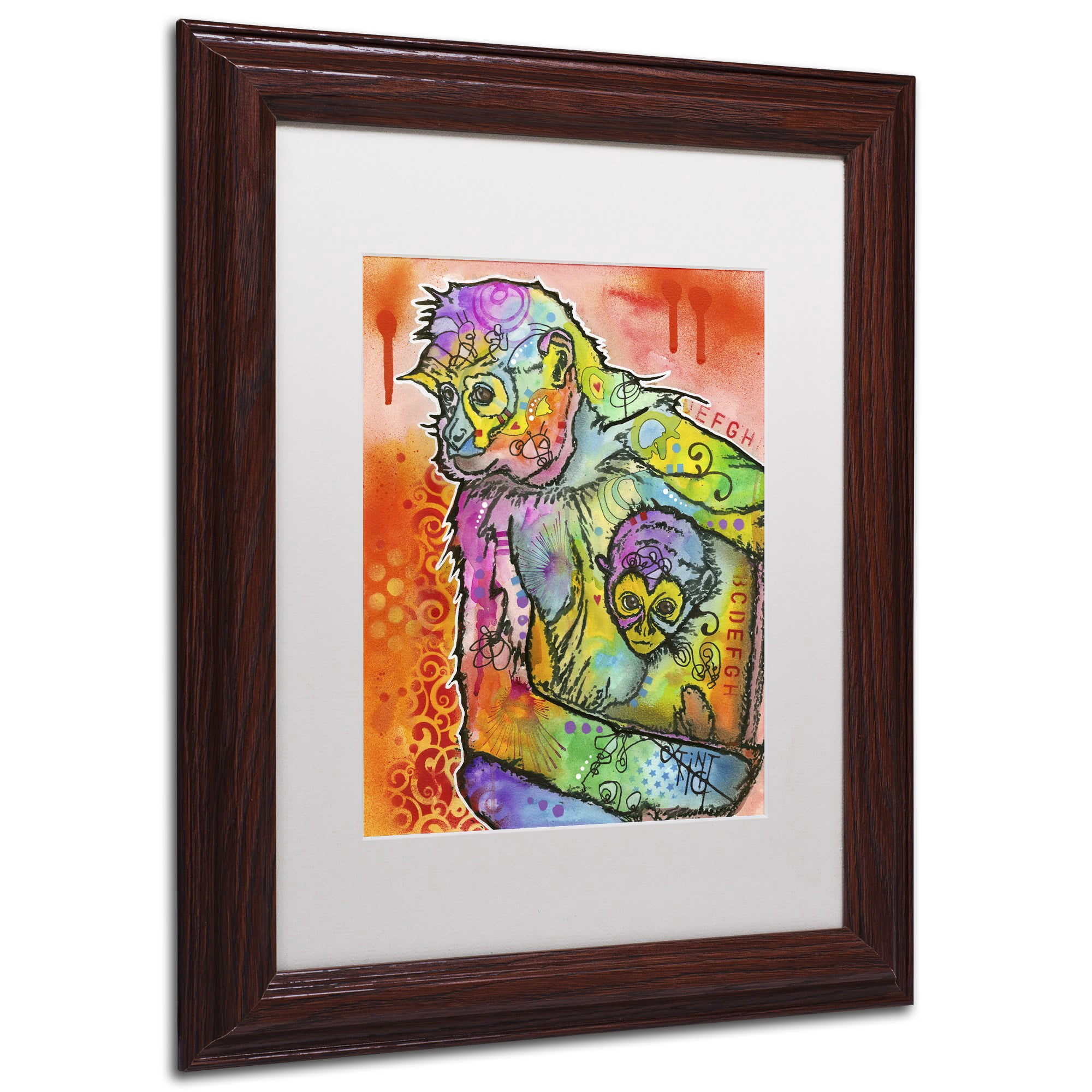 Trademark Fine Art "Monkey 1" Canvas Art by Dean Russo, White Matte, Wood Frame