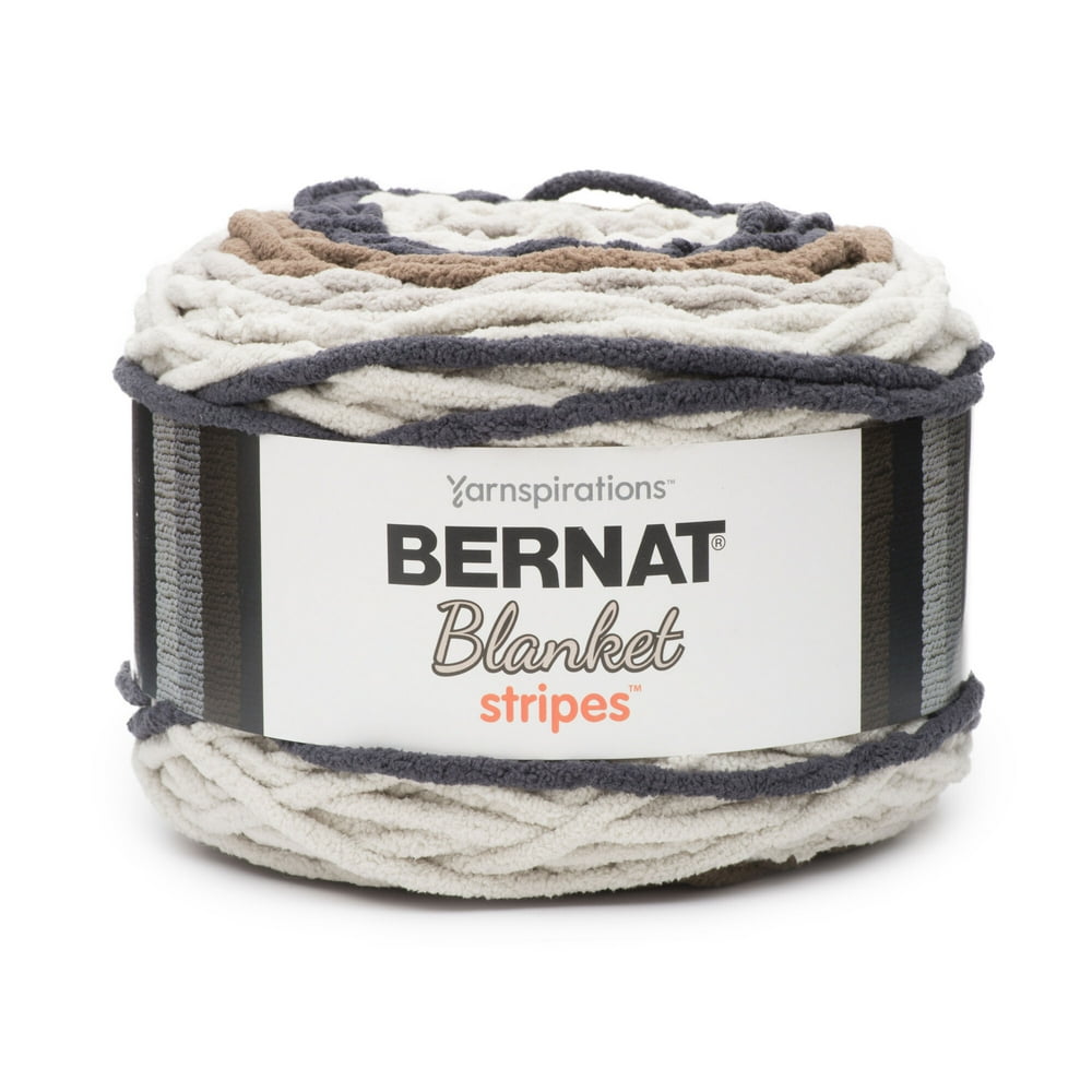 Bernat Blanket Stripes Yarn, Buffed Stone, 10.5oz(300g), Super Bulky, Polyester
