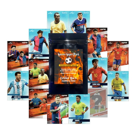 Soccer Superpack IV - Yamal, Pele, Messi, Cristiano Ronaldo, Kane 14 Mint Cards