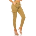 thumbnail image 2 of Women's Casual High Waist Solid Straight Leg Cargo Pants Multi Pocket Camouflage Outdoor Stretchy Capris Pants Yellow,M, 2 of 7