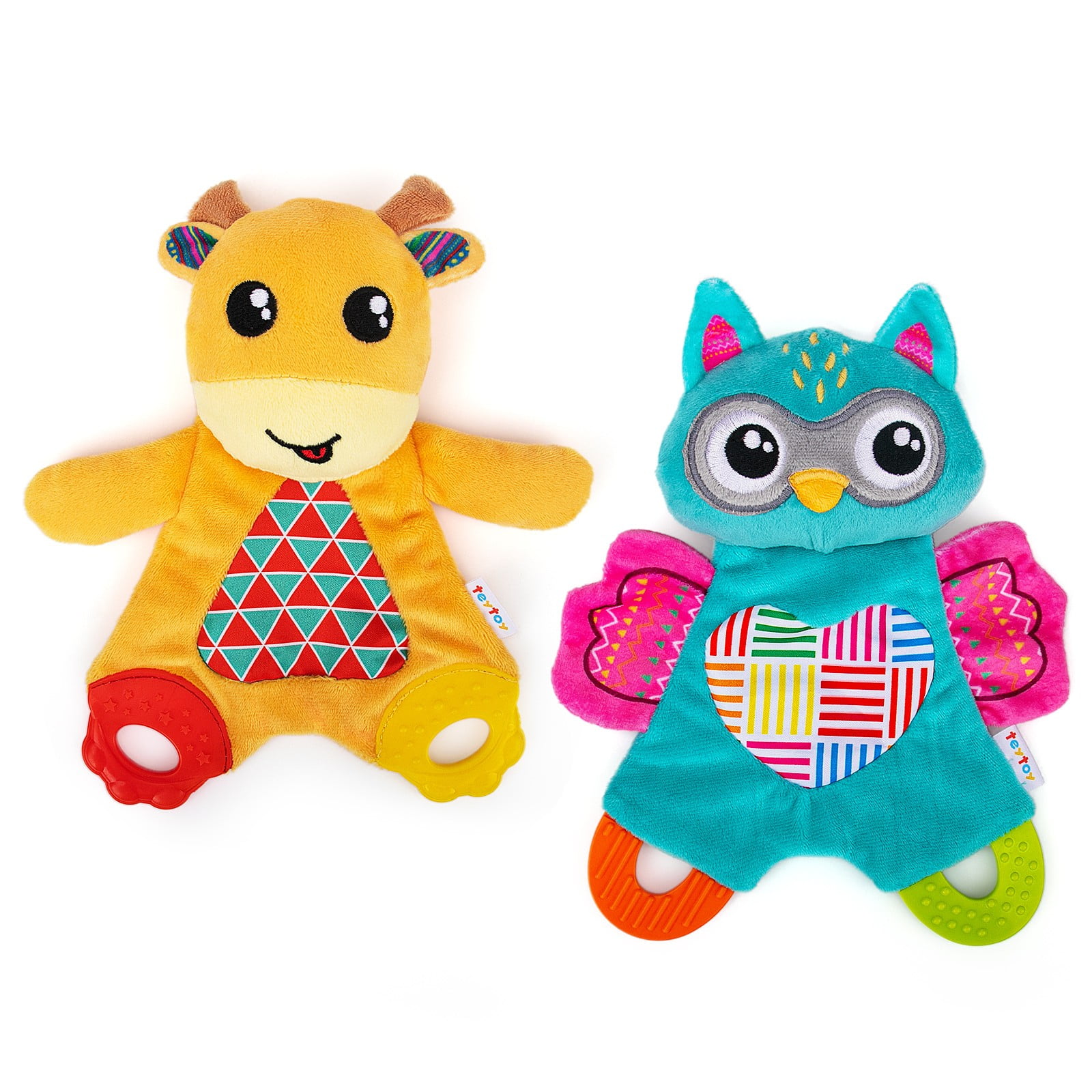 teytoy Teethe Plush Teether Toy 2 Pcs Owl and Deer,newborn toys 03