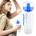 thumbnail image 2 of Fruit Infuser Water Bottle with Strainer, Leakproof Sports Bottle for Gym, Cycling, Fitness, Portable Handle Design Blue, 2 of 9
