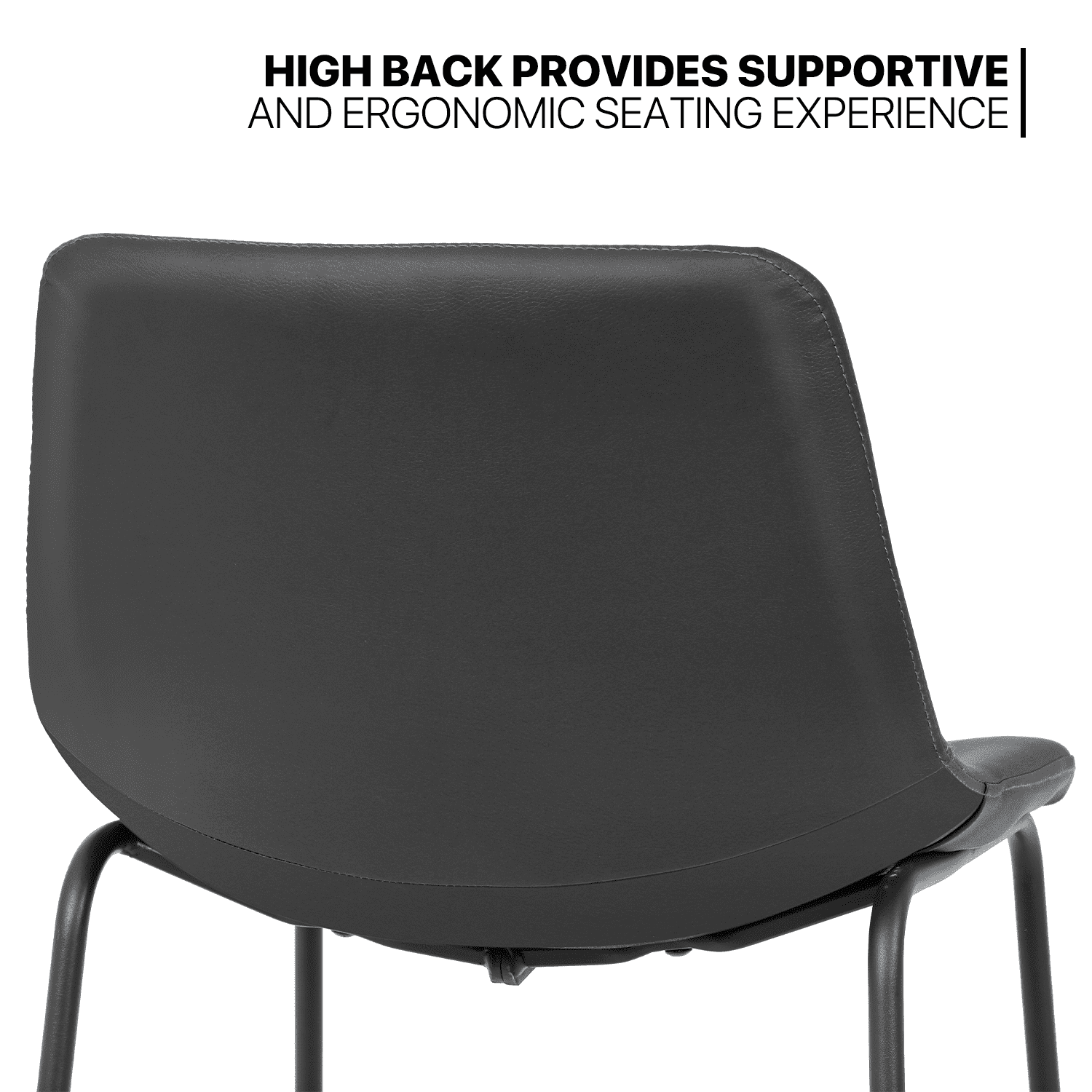 MoNiBloom PU Leather Barstools Set of 4, Modern Counter Height Bar Stools, Dining Pub Chairs with Padded Bucket Seat, Black