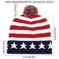 thumbnail image 3 of SYMOID Womens Patriotic Pom Pom Cuffed Beanie - Multicolor Red White Blue Polyester Warm Hat for 4th of July & Winter,Size Free Size, 3 of 3