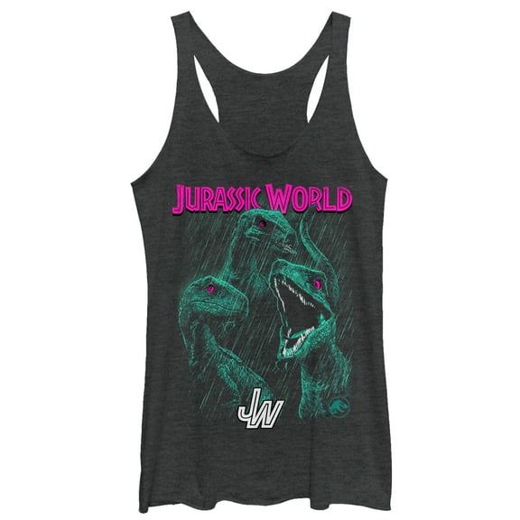 Women's Jurassic World: Fallen Kingdom Raptor Eyes Racerback Tank Top Black Heather X Small