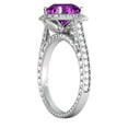 thumbnail image 6 of Amethyst 2.10 ctw Ring with Diamonds 14K White Gold Halo Filigree With Accents, 6 of 7