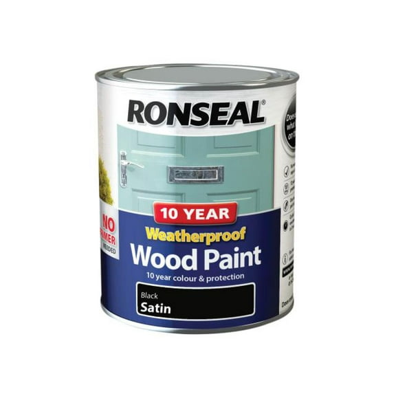 Ronseal - 10 Year Weatherproof Wood Paint Black Satin 750ml