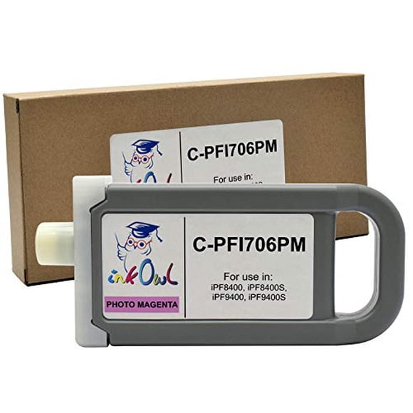 InkOwl Compatible Ink Cartridge Replacement for Canon PFI-706PM (700ml, Photo Magenta) for iPF8400, iPF8400S, iPF9400, iPF9400S Printers
