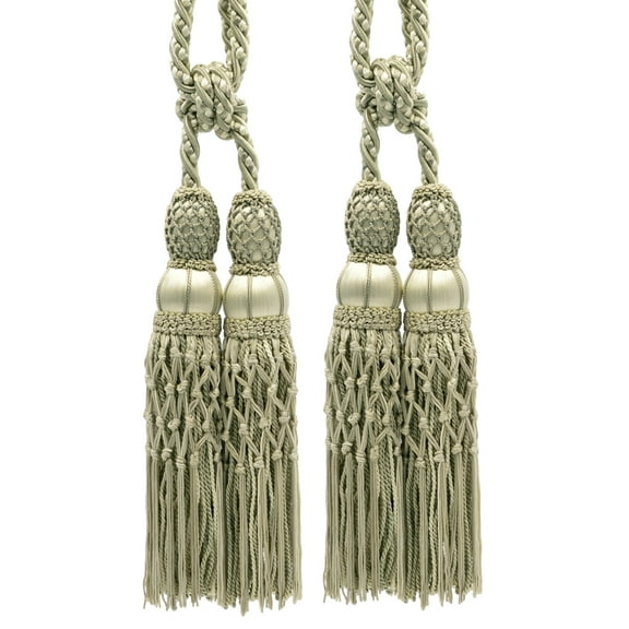DECOPRO Exquisite Curtain & Drapery Double Tassel Tieback Elegantly Handcrafted to Perfection, Tassel Length 10" (25cm), Spread 38" (96.5cm) # TBEL102, #9802 Set of 2