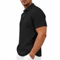 thumbnail image 4 of idosla Mens Quarter Zip Polo Shirts Casual Summer Knit Textured Short Sleeve Shirt Beach Vacation Stretchy Golf Shirts (Black, M), 4 of 9