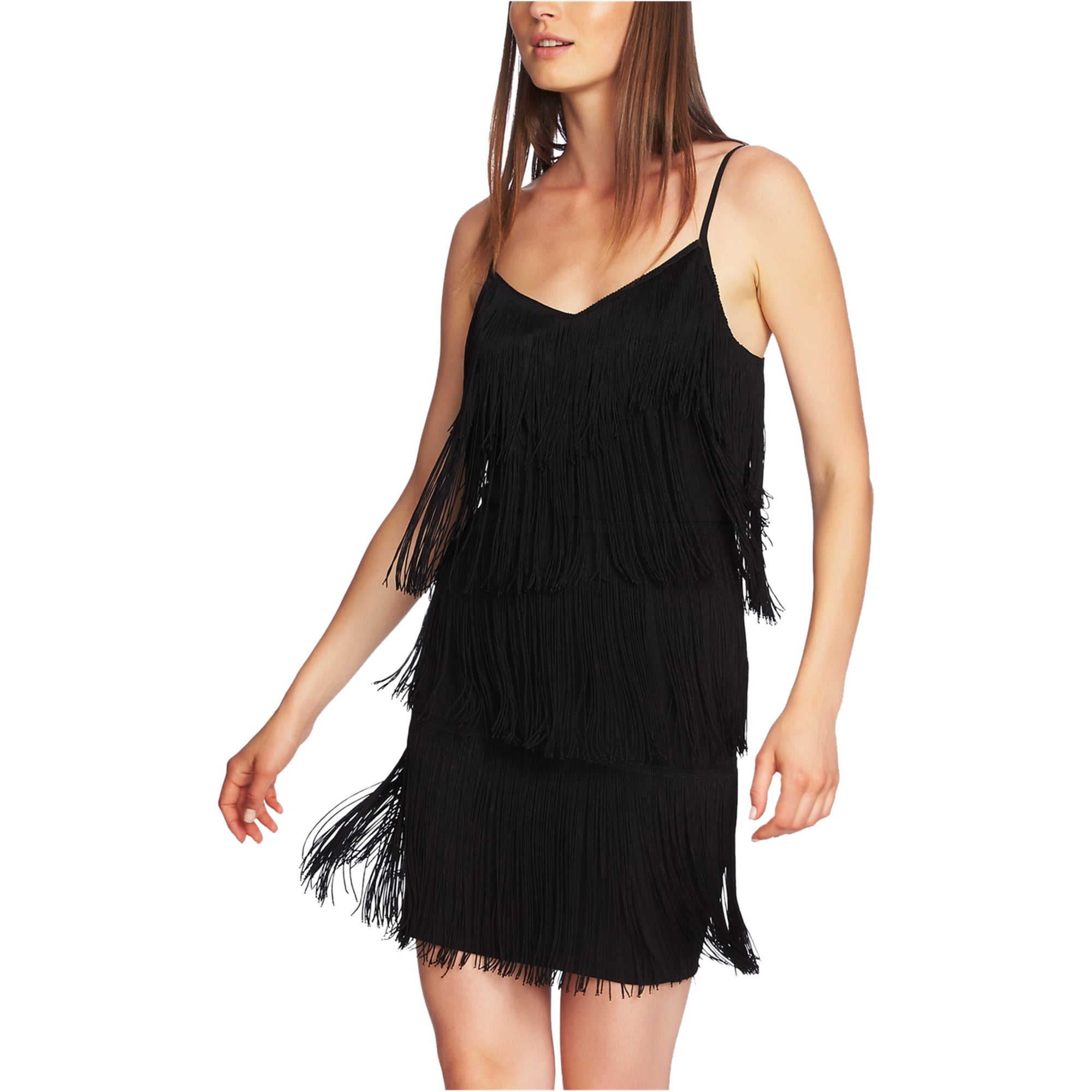 1.STATE Womens Fringe Mini Dress, Black ...