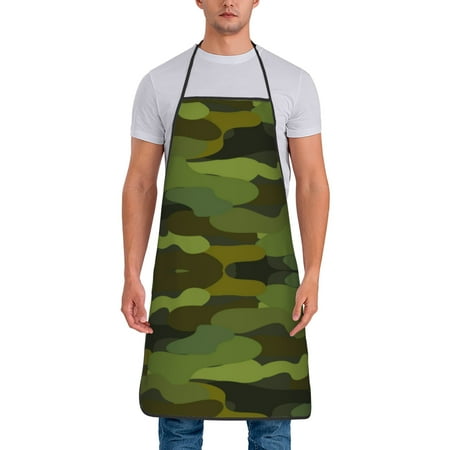 

Kitchen Aprons Khaki Camouflage Seamless Apron For Cooking Painting Bbq Grilling Baking