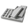 thumbnail image 5 of Oirlv 4-in-1 Gray Velvet Jewelry Tray, 13.78"x9.45" Jewelry Drawer Organizer Inserts, Stackable Jewelry Trays for Rings & Ear Studs, 5 of 7