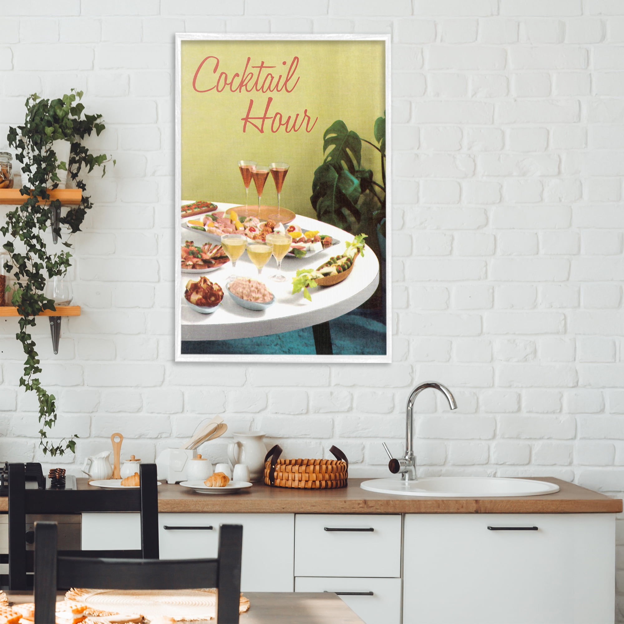 Stupell Industries Cocktail Hour Table Spread White Framed Giclee Art, design by Tim Wright