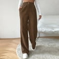 thumbnail image 2 of XAOWF Womens Casual Corduroy Pants High Waist Solid Color Loose Fit Straight Wide Leg Button Down Slacks Work Trousers For Women, 2 of 8