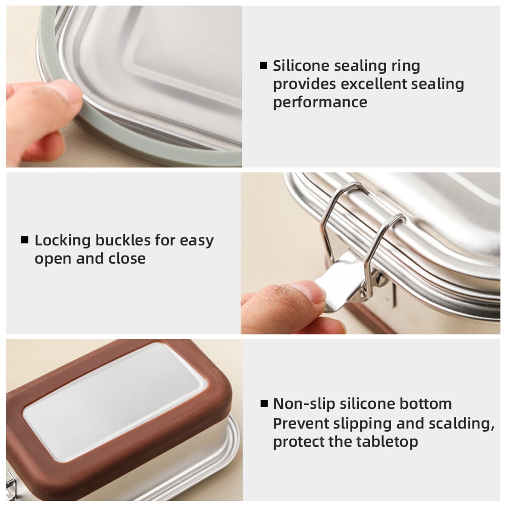 Lunch box,1.2l Bento Box Stainless Steel Lunch Layer 3 1.2l 304 Stainless Steel Box Layer 3 Box With Silicone Bento Box With Qahm Qudai Cometx