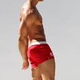 thumbnail image 3 of Bañador de ángulo plano para hombre, moderno, ajustado, con bolsillo horizontal frontal, de nailon de secado rápido, para aguas termales (rojo), 3 of 6